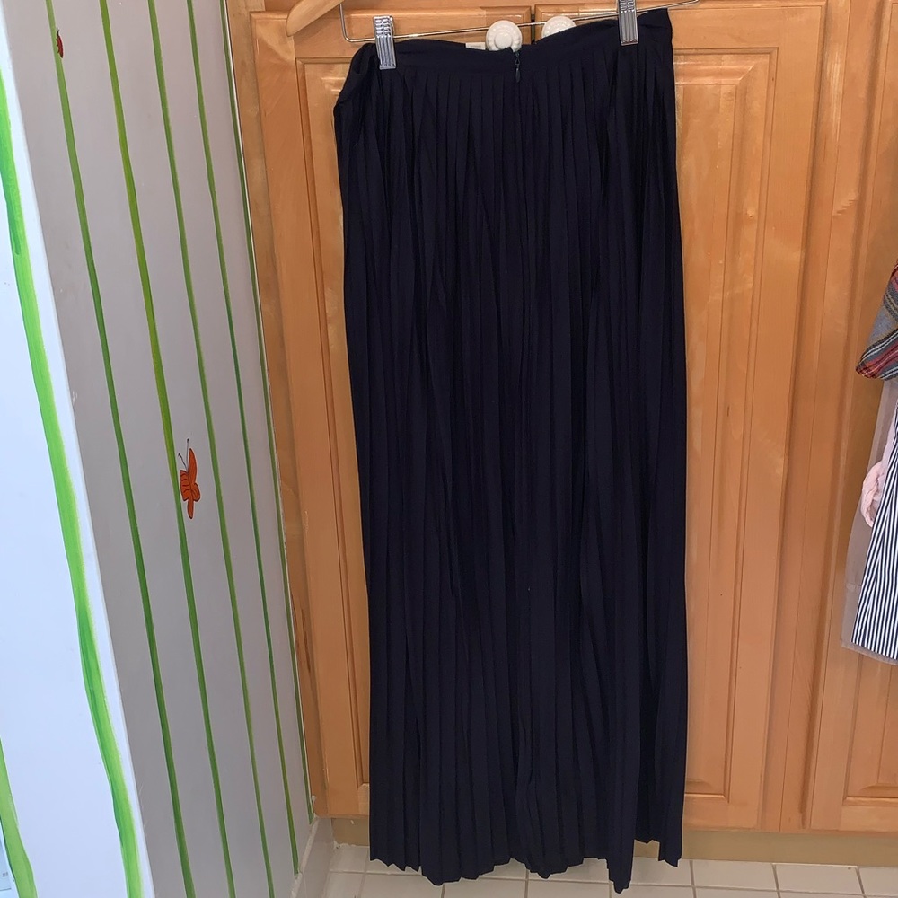 Navy blue pleated maxi skirt